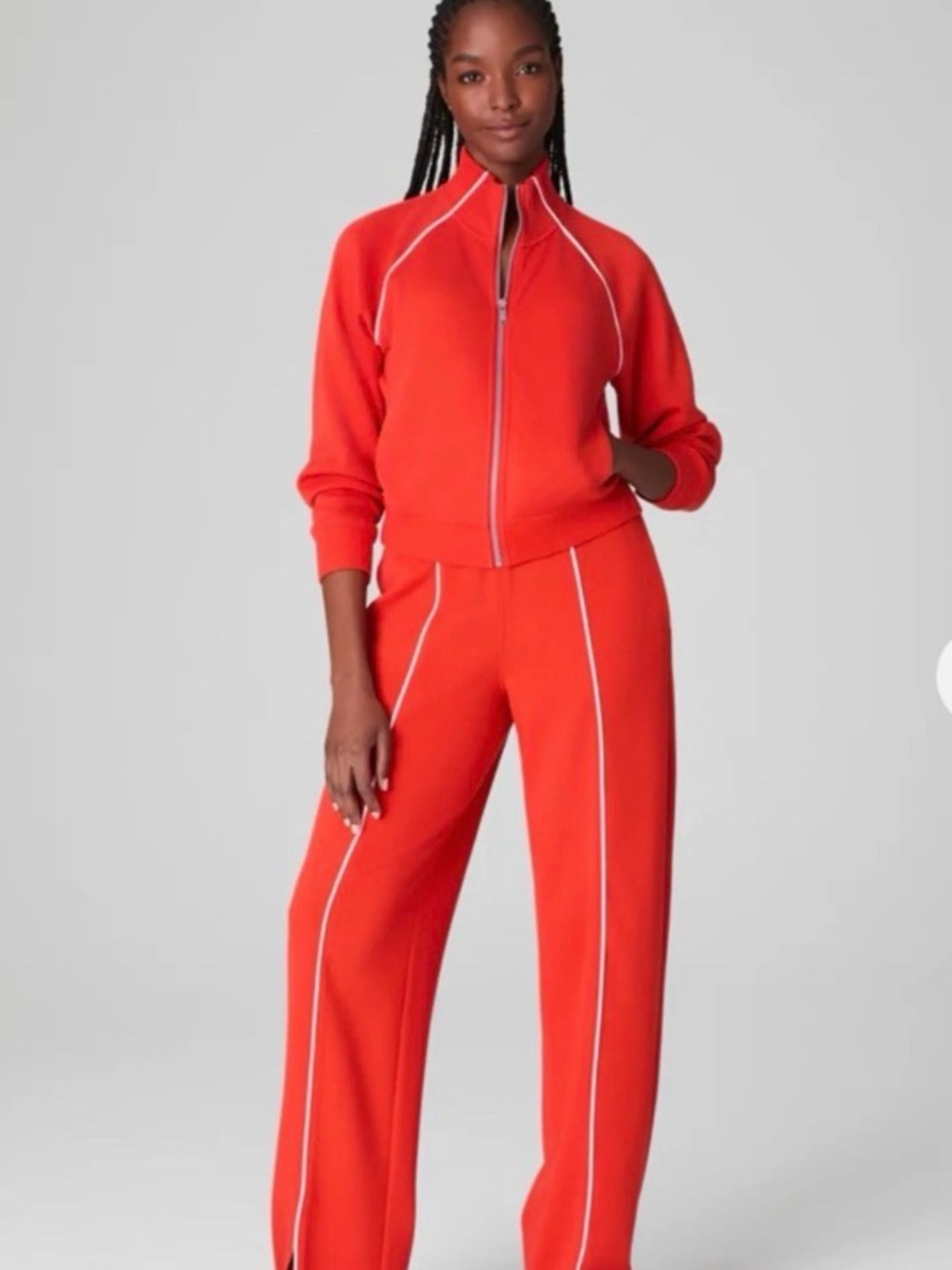 Spanx Women's Red Wide-Leg Track Pants with Contrast Piping size M
